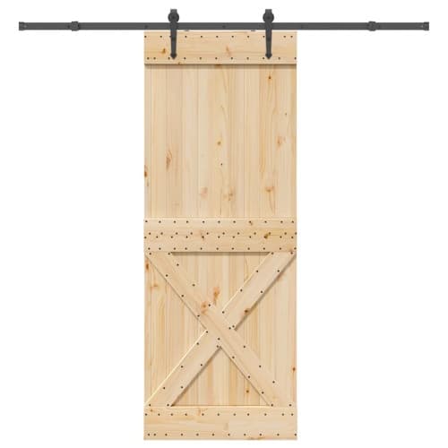 Skjutdörr med beslag 85x210 cm massiv furu