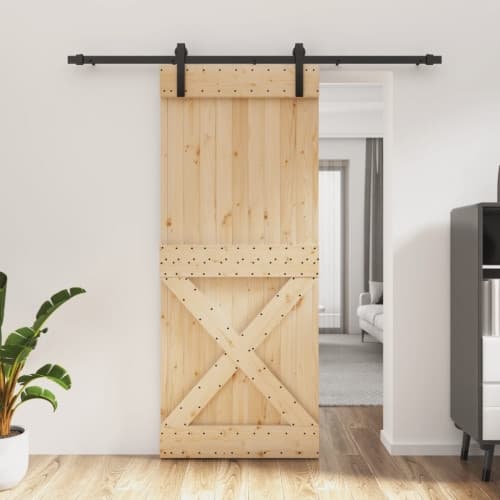 Skjutdörr med beslag 85x210 cm massiv furu
