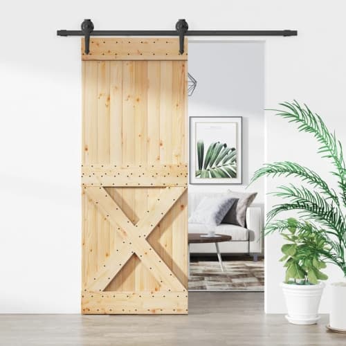 Skjutdörr med beslag 80x210 cm massiv furu