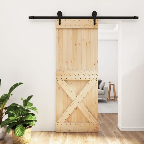 Skjutdörr med beslag 80x210 cm massiv furu