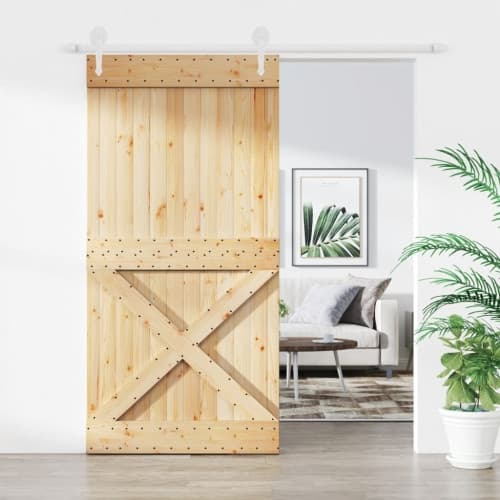 Skjutdörr med beslag 100x210 cm massiv furu