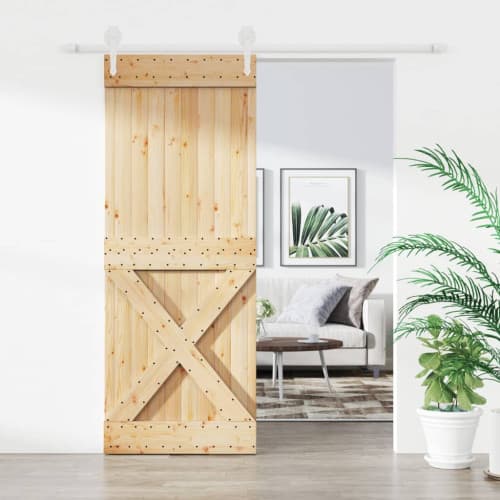Skjutdörr med beslag 80x210 cm massiv furu