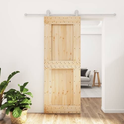 Skjutdörr med beslag 80x210 cm massiv furu