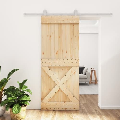 Skjutdörr med beslag 85x210 cm massiv furu