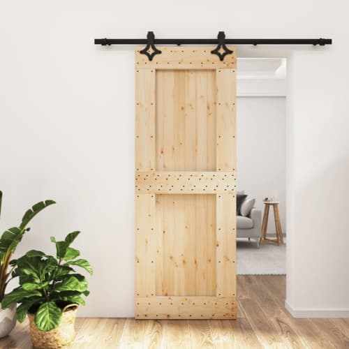 Skjutdörr med beslag 80x210 cm massiv furu