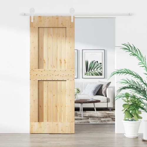 Skjutdörr med beslag 80x210 cm massiv furu