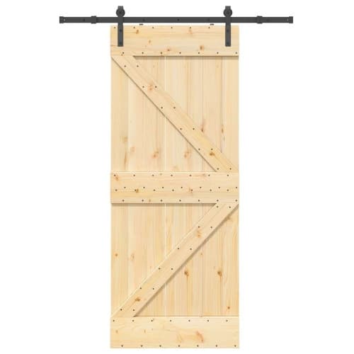 Skjutdörr med beslag 85x210 cm massiv furu