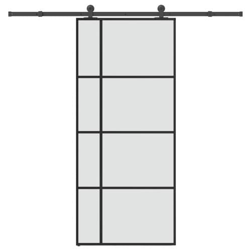 Skjutdörr med beslagset ESG glas och aluminium 90x205 cm