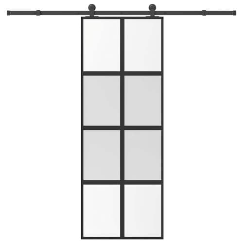 Skjutdörr med beslagset härdat glas och aluminium 76x205 cm