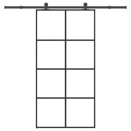 Skjutdörr med hårdvara 102,5x205 cm ESG-glas och aluminium