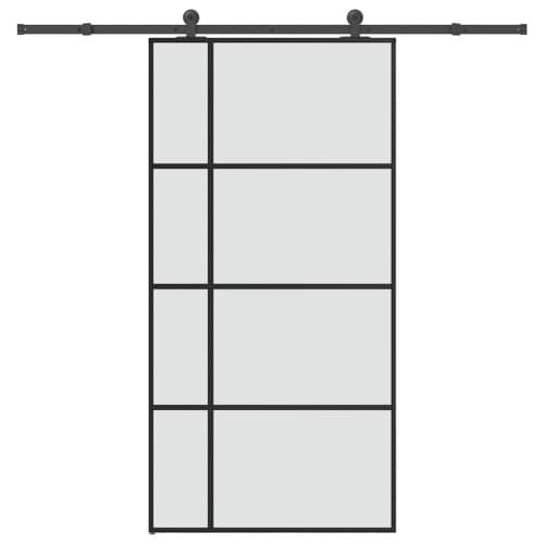 Skjutdörr med hårdvara 102,5x205 cm ESG-glas och aluminium