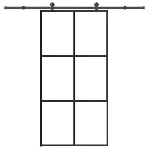 Skjutdörr med beslagset 102x205 cm ESG glas och aluminium