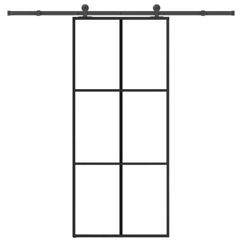 Skjutdörr med beslagset ESG glas och aluminium 90x205 cm