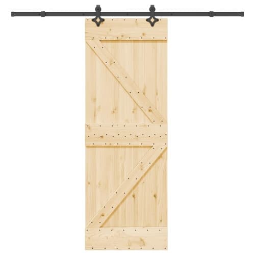 Skjutdörr med beslag 70x210 cm massiv furu