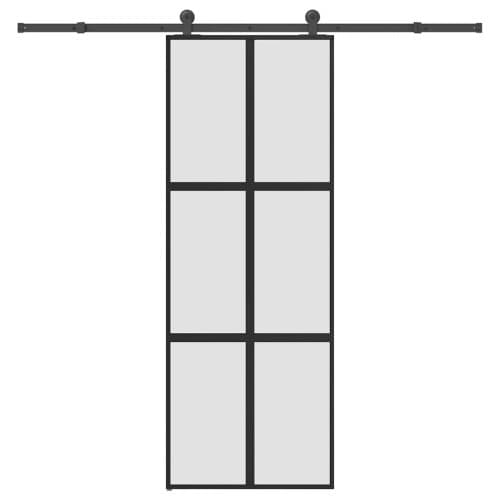 Skjutdörr med beslagset härdat glas och aluminium 76x205 cm