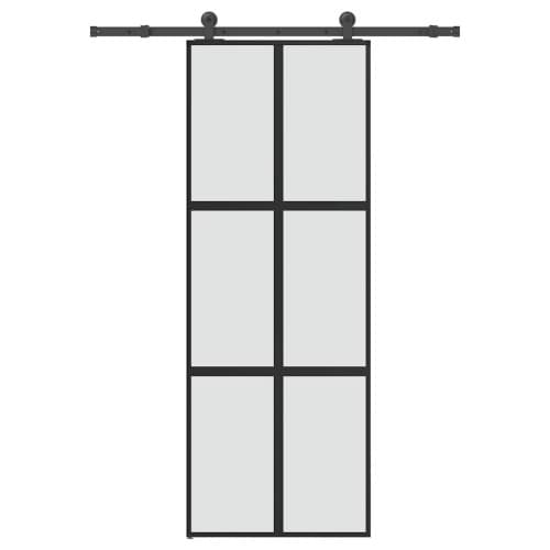 Skjutdörr med beslagset härdat glas och aluminium 76x205 cm