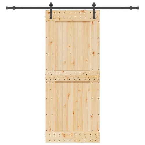 Skjutdörr med beslag 95x210 cm massiv furu