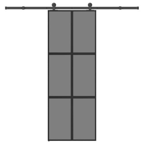 Skjutdörr med beslagset härdat glas och aluminium 76x205 cm