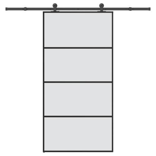 Skjutdörr med hårdvara 102,5x205 cm ESG-glas och aluminium