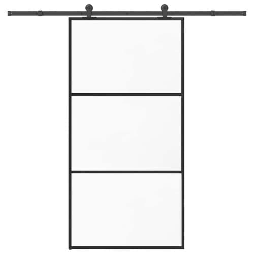 Skjutdörr med beslagset 102x205 cm ESG glas och aluminium