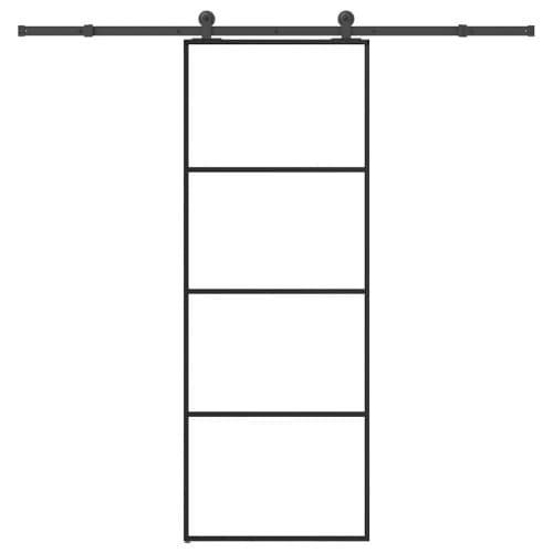 Skjutdörr med beslagset ESG glas och aluminium 76x205 cm