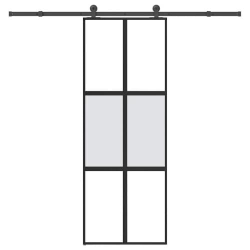 Skjutdörr med beslagset härdat glas och aluminium 76x205 cm