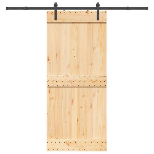 Skjutdörr med beslag 90x210 cm massiv furu