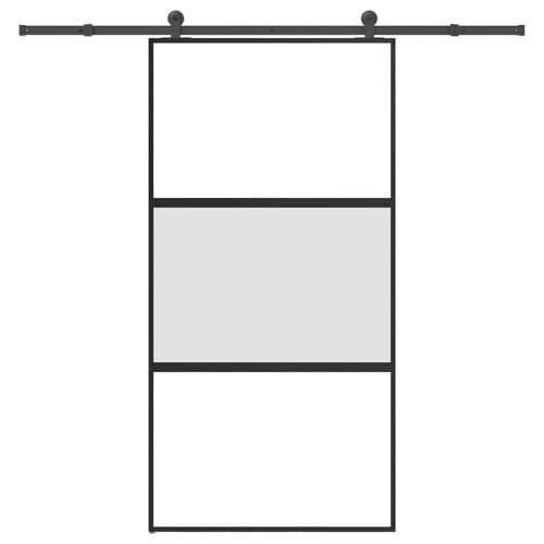 Skjutdörr med hårdvara 102,5x205 cm härdat glas och aluminium