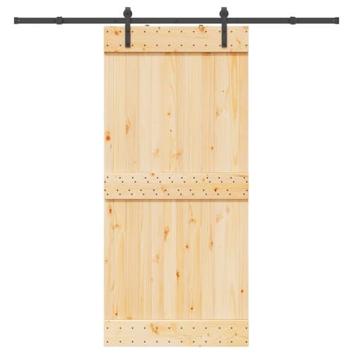 Skjutdörr med beslag 95x210 cm massiv furu