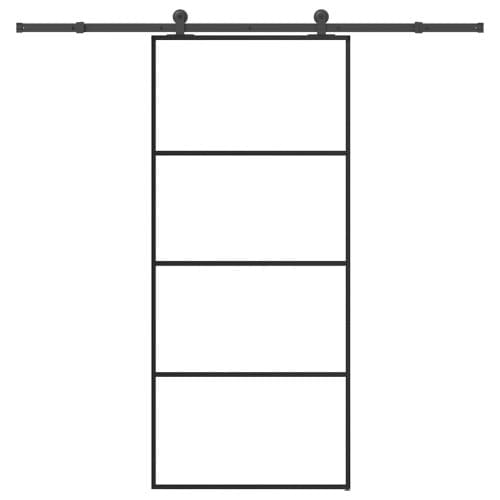 Skjutdörr med beslagset ESG glas och aluminium 90x205 cm