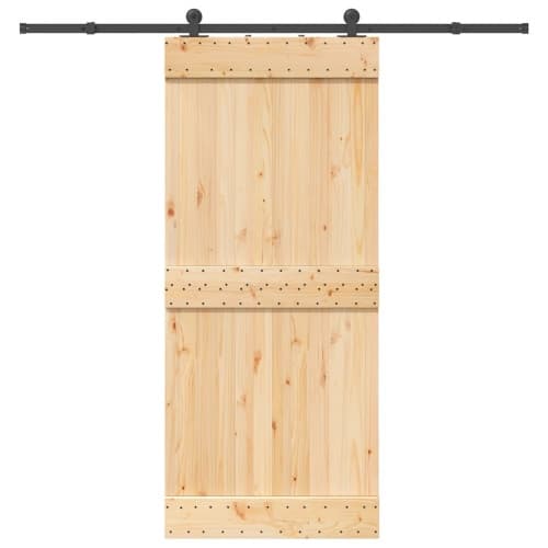 Skjutdörr med beslag 90x210 cm massiv furu