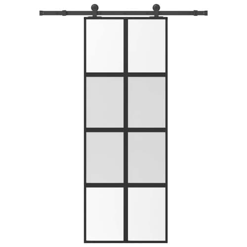 Skjutdörr med beslagset härdat glas och aluminium 76x205 cm