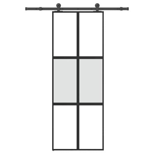 Skjutdörr med beslagset härdat glas och aluminium 76x205 cm