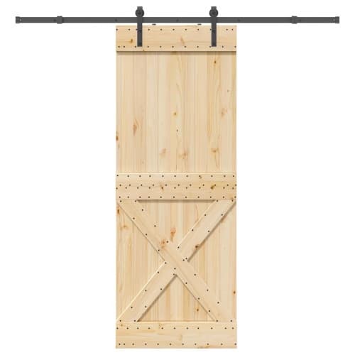 Skjutdörr med beslag 85x210 cm massiv furu