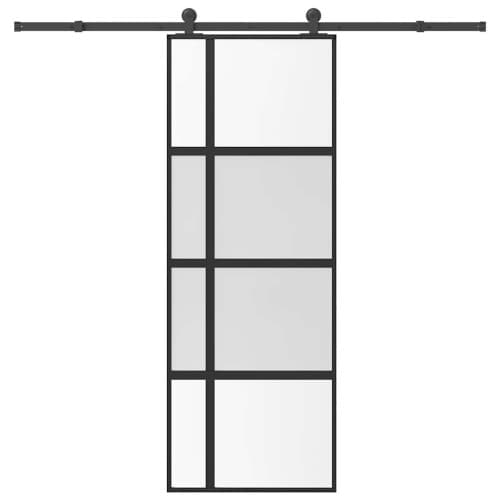 Skjutdörr med beslagset härdat glas och aluminium 76x205 cm