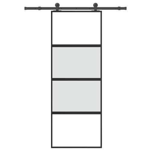 Skjutdörr med beslagset härdat glas och aluminium 76x205 cm