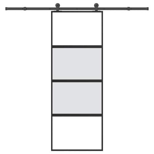 Skjutdörr med beslagset härdat glas och aluminium 76x205 cm