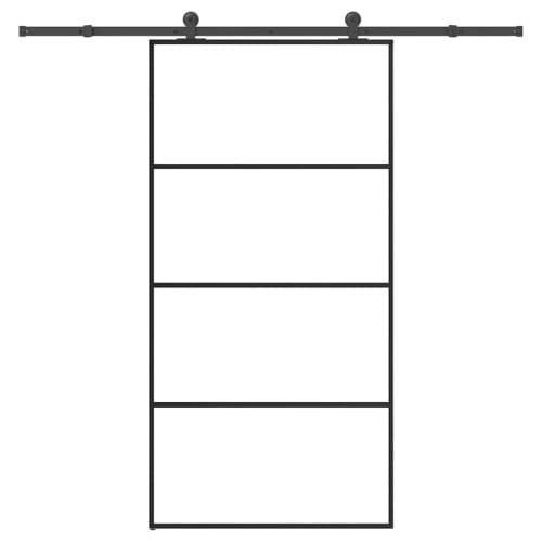 Skjutdörr med hårdvara 102,5x205 cm ESG-glas och aluminium