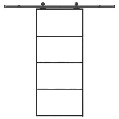 Skjutdörr med beslagset ESG glas och aluminium 90x205 cm