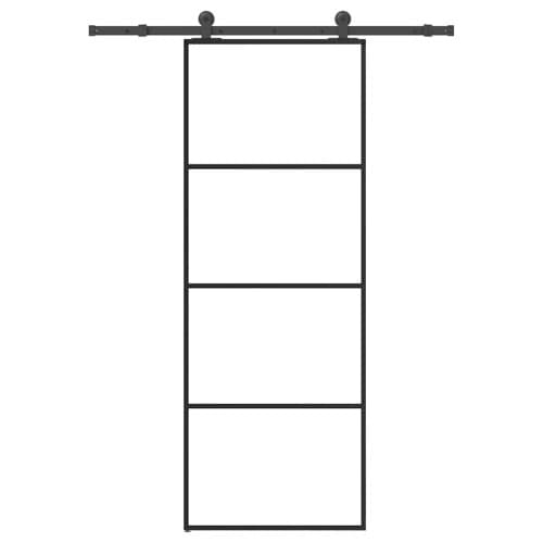 Skjutdörr med beslagset ESG glas och aluminium 76x205 cm