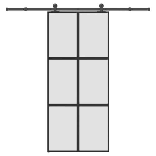 Skjutdörr med beslagset härdat glas och aluminium 90x205 cm