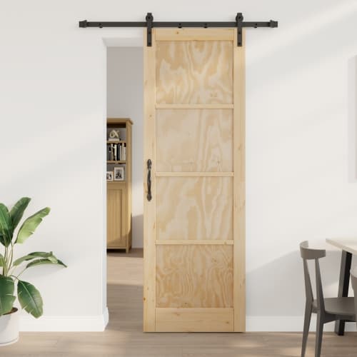 Skjutdörr med Hårdvarusats 78x232 cm Massivt Tallträ