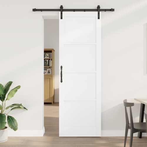 Skjutdörr med Hardware Set Vit 78x232 cm Solitt Furu