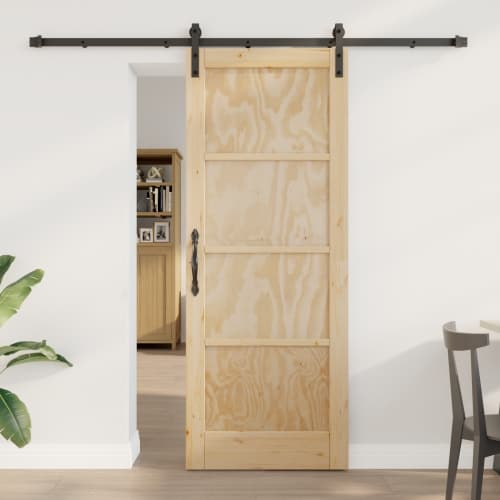 Skjutdörr med Hårdvaru Set 78x202 cm Massiv Tallträ