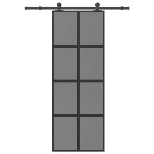 Skjutdörr med beslagset härdat glas och aluminium 76x205 cm