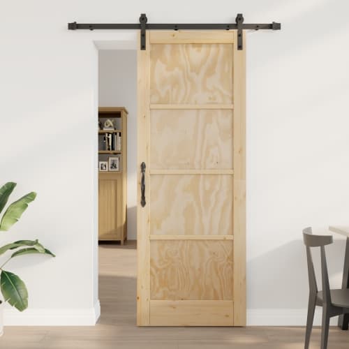 Skjutdörr med Tillbehör 78x211 cm Massivt Trä Furu