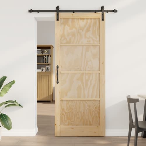 Skjutdörr med Bansomdelsset 86x211 cm Massivt Trä Tall