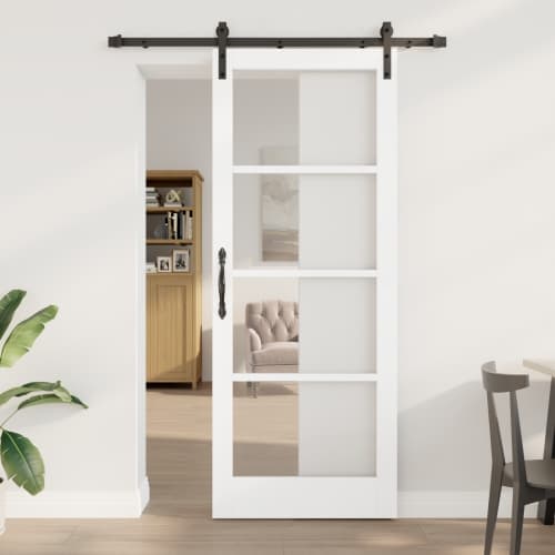 Skjutdörr med tillbehörsset 'ORKDAL'Vit 83x211 cm