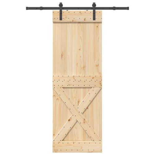 Skjutdörr med beslag 80x210 cm massiv furu