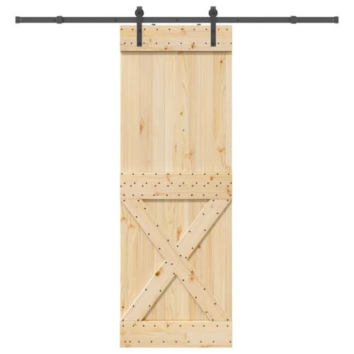 Skjutdörr med beslag 80x210 cm massiv furu